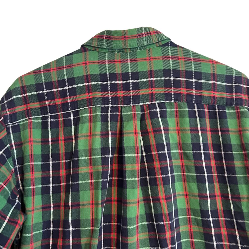LL Bean Green White Plaid Button Down Shirt Mens Sz Large Traditional Fit Cotton - Picture 6 of 16